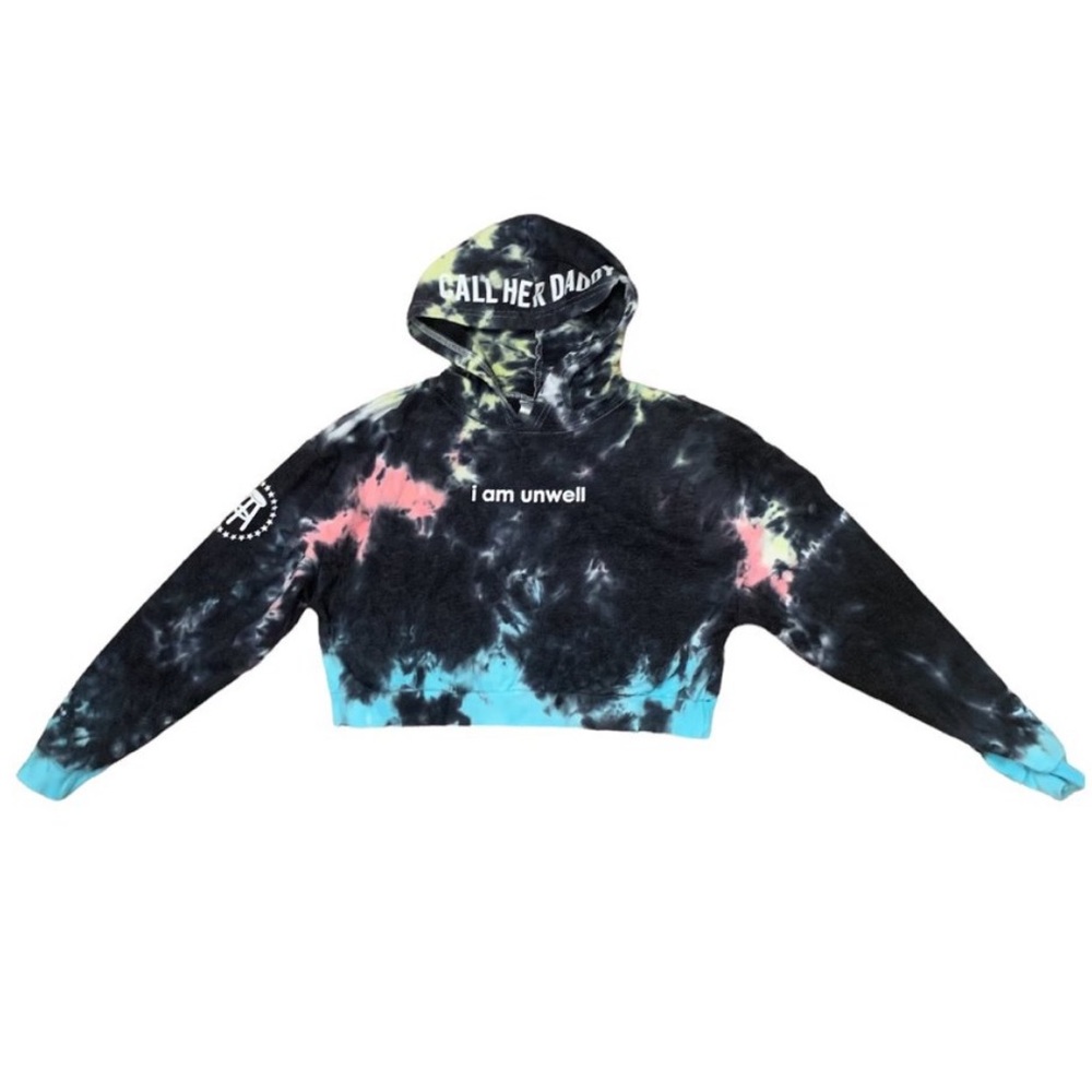 Barstool sports call her daddy tie dye cropped hoodie sweatshirt i am unwell